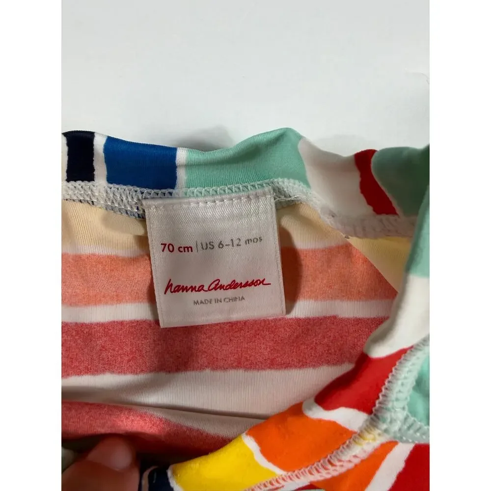 Hanna Andersson Rainbow Stripe Rash Guard Size 6–12 Months Swim
